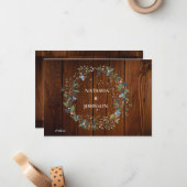 ホワイトブルーグリーンリーフ結婚フローラデザイン ノートカード (正面/裏面インサイチュ)