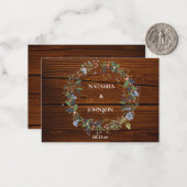 ホワイトブルーグリーンリーフ結婚フローラデザイン ノートカード (正面/裏面インサイチュ)