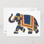 ホワイトブルーグレー金ゴールドレッドエレファントインドスタイル ポストカード (正面/裏面)