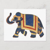 ホワイトブルーグレー金ゴールドレッドエレファントインドスタイル ポストカード (正面)