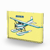 ホワイトブルーシープレーンイラストレーション フォトブロック (右)