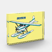 ホワイトブルーシープレーンイラストレーション フォトブロック (左)