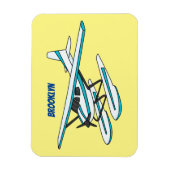 ホワイトブルーシープレーンイラストレーション マグネット (縦)