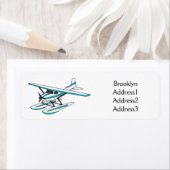 ホワイトブルーシープレーンイラストレーション ラベル (インサイチュ)