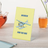 ホワイトブルーシープレーンイラストレーション 台座サイン (インサイチュ)