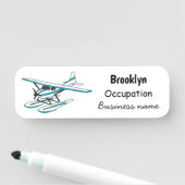 ホワイトブルーシープレーンイラストレーション 名札 (インサイチュ)