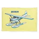 ホワイトブルーシープレーンイラストレーション 枕カバー (裏面)