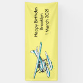 ホワイトブルーシープレーンイラストレーション 横断幕 (縦)