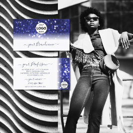 ホワイトブルースタイリッシュスパークルグリッタースターとロゴ 名刺