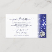 ホワイトブルースタイリッシュスパークルグリッタースターとロゴ 名刺 (裏面)