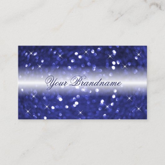 ホワイトブルースタイリッシュスパークルグリッタースターズグラマラス 名刺 (正面)