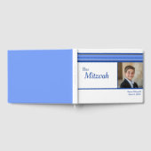 ホワイトブルーストライプのフォトバー（ユダヤ教の）バル・ミツバー ゲストブック (全面)
