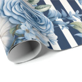 ホワイトブルーストライプフローラ誕生日 ラッピングペーパー (ロールコーナー)