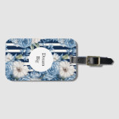 ホワイトブルーストライプフローラ ラゲッジタグ (正面横)