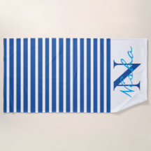 ホワイトブルーストライプモノグラム