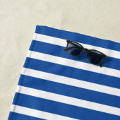 ホワイトブルーストライプモノグラム ビーチタオル (インサイチュ)