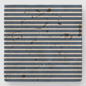 ホワイトブルーストライプ ストーンコースター (正面)