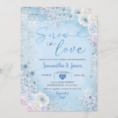 ホワイトブルースノーインラブウィンターブライダルシャワー 招待状 (正面/裏面)