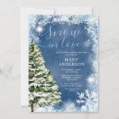 ホワイトブルースノーインラブエバーグリーンブライダルシャワー 招待状 (正面)