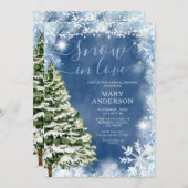 ホワイトブルースノーインラブエバーグリーンブライダルシャワー 招待状 (正面/裏面)