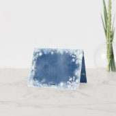 ホワイトブルースノーインラブスノーフレークブライダル折り サンキューカード (裏面)