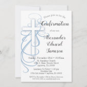 ホワイトブルースワールクロス確認招待状ボーイ 招待状 (正面)