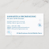 ホワイトブルードッグキャットトリマーペットケアバスロイヤリティ 名刺 (裏面)