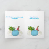 ホワイトブルーパンプキンス秋リースグリーンリーフローラ シーズンカード (内部)