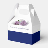 ホワイトブルーパーソナライズされたバラ結婚式の引き出物ボックス フェイバーボックス (裏面サイド)