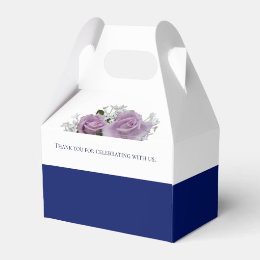 ホワイトブルーパーソナライズされたバラ結婚式の引き出物ボックス フェイバーボックス (裏面サイド)