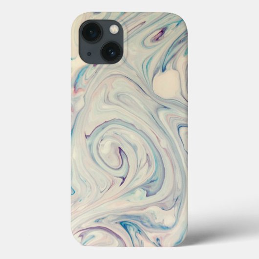 ホワイトブルーピンクモダン抽象芸術流体マーブリングアート Case-Mate iPhoneケース (裏面)