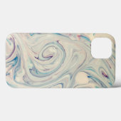 ホワイトブルーピンクモダン抽象芸術流体マーブリングアート Case-Mate iPhoneケース (裏面 (横))