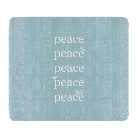 ホワイトブルーピース感動的引用文の鳥 カッティングボード (正面)