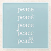 ホワイトブルーピース感動的引用文の鳥 ガラスコースター (正面)