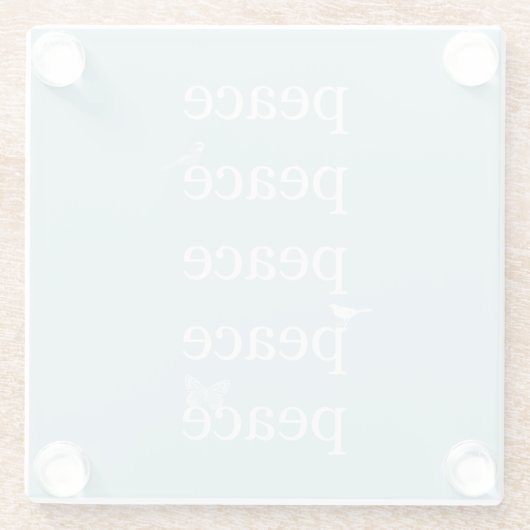 ホワイトブルーピース感動的引用文の鳥 ガラスコースター (裏面)