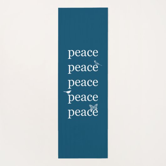 ホワイトブルーピース感動的引用文の鳥 ヨガマット (裏面)
