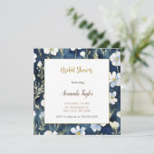 ホワイトブルーフラワーズミニマルウェディングシャワーカード (スタンド正面)