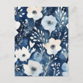 ホワイトブルーフラワーズミニマルウェディングシャワーカード エンクロージャーカード (裏面)