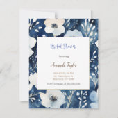 ホワイトブルーフラワーズミニマルウェディングシャワーカード 出欠カード (正面)