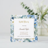 ホワイトブルーフラワーズミニマルブライダルシャワー 招待状 (スタンド正面)
