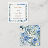 ホワイトブルーフラワー ミニマル ブライダルシャワー エンクロージャーカード (正面/裏面)