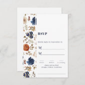 ホワイトブルーフランスのラストカントリー結婚フローラ 出欠カード (正面/裏面)