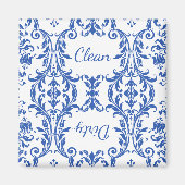 ホワイトブルーフローラダマスク食洗機クリーンダーティ マグネット (正面)