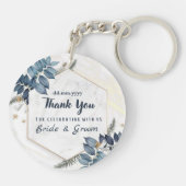 ホワイトブルーフローラフレームありがとう結婚式の引き出物 キーホルダー (裏面)