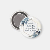 ホワイトブルーフローラフレームありがとう結婚式の引き出物 マグネット (正面/裏面)