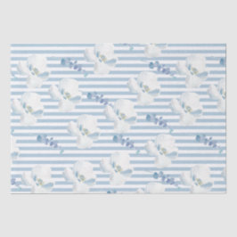 ホワイトブルーフローラユーカリストライプス 薄葉紙