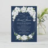 ホワイトブルーフローラ水彩ブライダルシャワー 招待状 (スタンド正面)