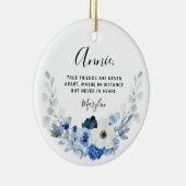 ホワイトブルーフローラ真の友達は決して離れていない セラミックオーナメント (右)