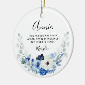 ホワイトブルーフローラ真の友達は決して離れていない セラミックオーナメント (左)