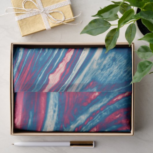 ホワイトブルーブルゴーニュ絵画マーブリーのアート食感 薄葉紙 (ギフト)